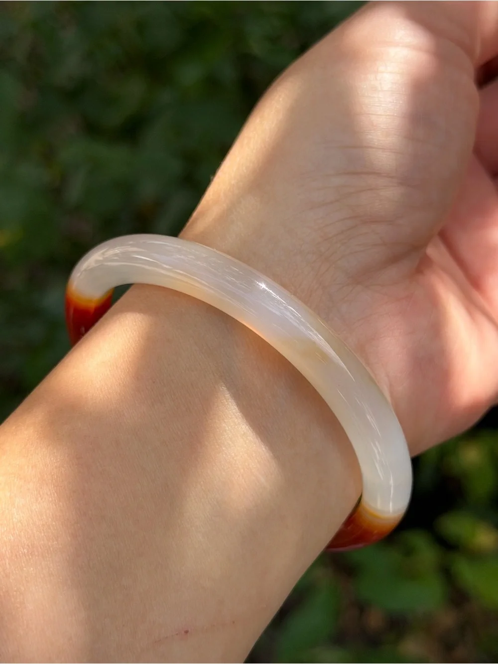 61mm inner diameter skinny banded agate carnelian bangle 1743